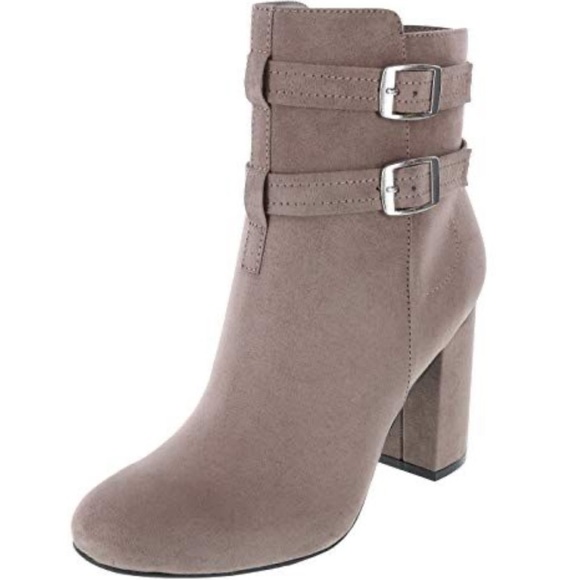 PRICE REDUCED! - Pink Suede Black Heel Strappy Ankle Boots Size 6 Women’s US - Picture 1 of 8